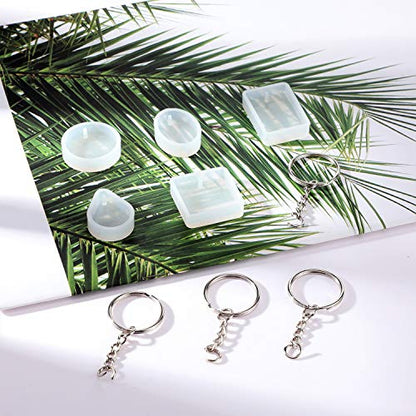 WILLBOND 67 Pieces Resin Keychain Molds Silicone with Hole, 5 Shapes