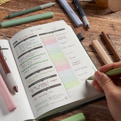 BLIEVE - Aesthetic Highlighters and Gel Pens With Soft Ink and Chisel Tip, Bible Highlighters and Pens No Bleed, Dry Fast Easy to Hold, for Bible Journaling Planner School Supplies (EARTHY) - color: EARTHY