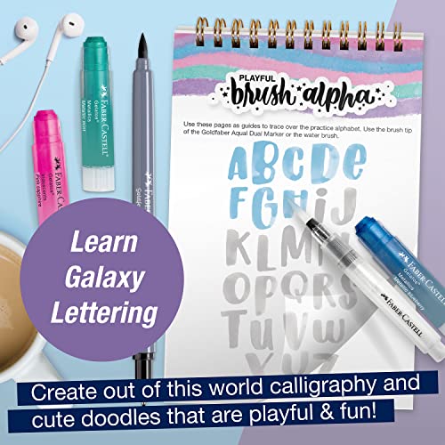 Faber-Castell Galaxy Lettering - Hand Lettering Kit for Teens and Adult Beginners | Back to School Supplies | DIY Kit with 40 Page Activity Book and Art Supplies