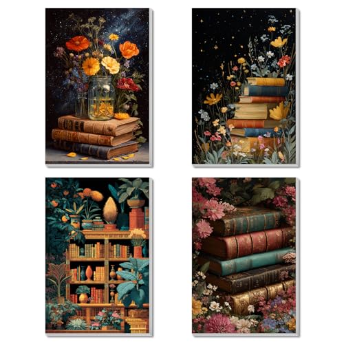4 Pack Framed Paint by Numbers Kit for Adults Beginner Book Adult Paint by Number Kits on Canvas Flower Painting by Numbers for Adults with Frame Floral DIY Painting Kits for Home Wall Art 8x12 Inch - color: NZT3538, size: 8x12 Inch