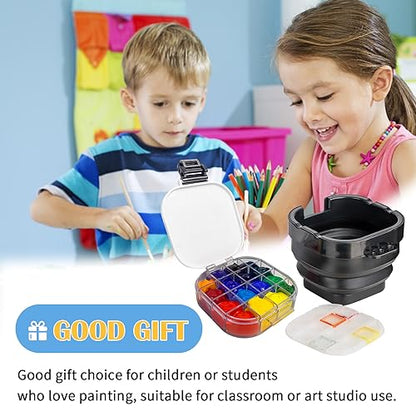 Falling in Art 16 Wells Airtight Paint Palette with Lid, Black - color: Black