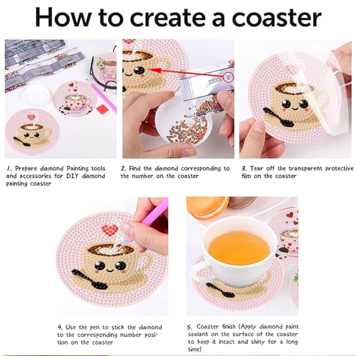 gganmtere Coffee Diamond Art Painting Coasters Kit, 8 Pieces Diamond Art Coasters with Holder, DIY Diamond Coasters for Beginners - color: JXBD115