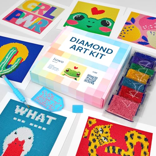 LuwoArte 6 Pack Diamond Painting Kits for Adults and Kids – Modern pop Art Style – Full Drill DIY Paint Gem Art – Brilliant 5D Diamond Painting Kit – Relaxing Craft for Home Wall Décor (Vibe) - color: Vibe