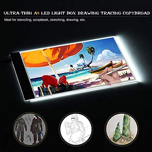 Huacan LED Light Pad Board for Diamond Painting Tablet Ultrathin 3 Level Dimmable Portable USB Charging Apply to Diamond Art Kits - color: A4
