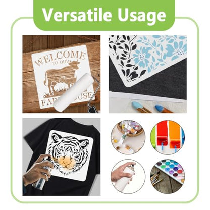 8 Styles Grass Flower Bushes Stencil for Painting, 11.8"x11.8"Reusable Plants Stencil Drawing Template, DIY Craft Paint Template for Wall Home Decor Wood Burning Card Journal Fabric | Flower Bushes Plants Drawing Template for Wall Home Decor, Wood Burning