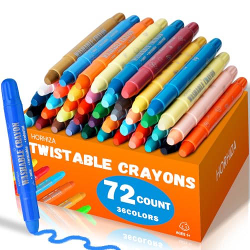 72 Count (36 Colors) Jumbo Twist-Up Crayons for Kids and Toddlers Ages 3+ | Non-Toxic Washable Crayons, Ultra-Silky Easy-Grip Art Supplies, Gift for Girls & Boys - size: 36 Count (Pack of 2)