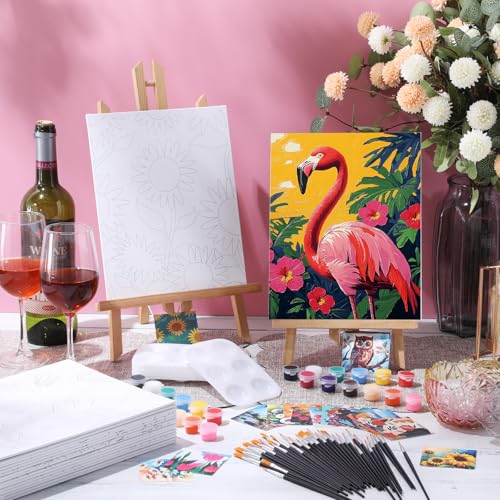 Sherr 24 Pcs Pre Drawn Canvas for Painting Adult Pre Printed Canvas Bulk Sip and Paint Kit Stretched Panels Paint Set for Theme Valentine Painting Night Party Favor(Mixture,8 x 10 Inch) - size: 8 x 10 Inch, style: Mixture