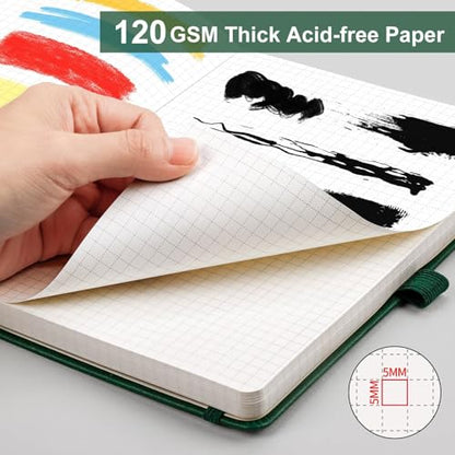 AHGXG Graph Paper Notebook, 120 GSM Paper, 160 Pages, A5 (5.7'' X 8.3'') - color: Dark Green, style: A5-Grid-120G