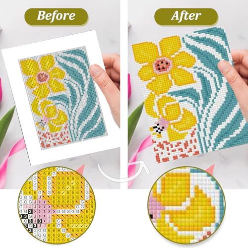 12 Pcs Small Diamond Art Kits Easy Flower Diamond Art Kits for Adults - color: Easy Flowers