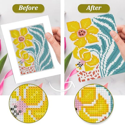 12 Pcs Small Diamond Art Kits Easy Flower Diamond Art Kits for Adults - color: Easy Flowers