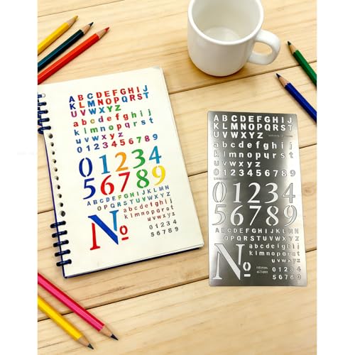 2 Pcs Metal Planner Stencil Journal Stencil, Rustproof Engraving Stencils with 36 Pcs Letter Stencils and Numbers for Journaling, Bookmarks, Rulers, Planners, Scrapbooks