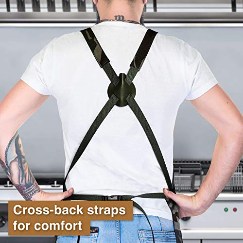 Hudson Durable Goods - Professional Grade Chef Apron for Kitchen, BBQ & Grill - color: Camouflage