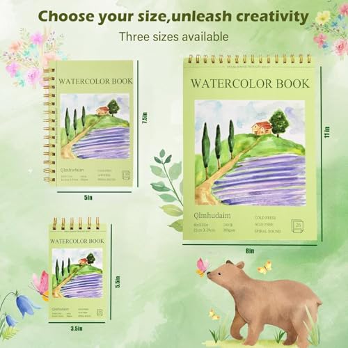 Qlmhudaim 5x7.5in Spiral Watercolor Paper Pad, 30 Sheets - size: 5”×7.5“