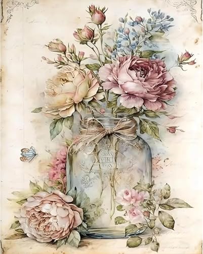 Diamond Art Kits for Adults,Vintage Flower Diamond Painting Kits 12 x 16in | Diamond Painting Kit - Sparkling Full Drill Design Perfect for Home Decor, Holiday Gifting, And Relaxing Crafting 12x16inch - color: DP01037
