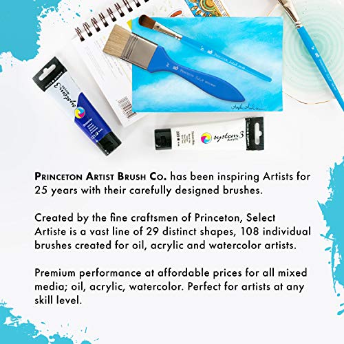 Princeton Select Artiste Flat Wash Brush, Synthetic, Short Handle, Size 3/4 inch, 1 Count - size: Size 3/4 inch
