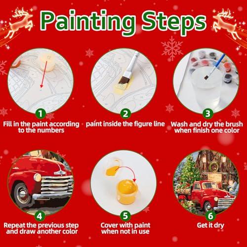 Reivworl Christmas Paint by Numbers Kit for Adults Beginner 16×20 inch | Christmas Paint by Number Kits 16×20 inch, Crafts on Canvas with Gifts. - color: 20-Truck