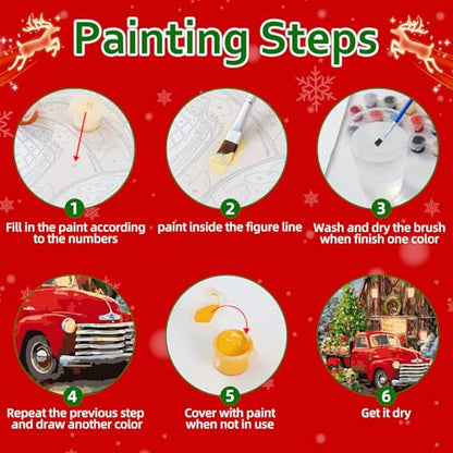 Reivworl Christmas Paint by Numbers Kit for Adults Beginner 16×20 inch | Christmas Paint by Number Kits 16×20 inch, Crafts on Canvas with Gifts. - color: 20-Truck