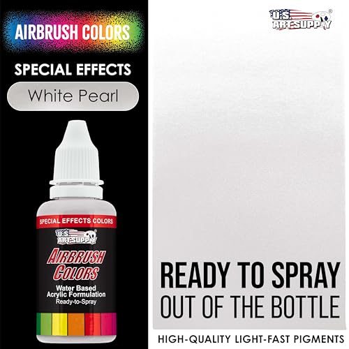 U.S. Art Supply Ready to Spray Special Effects White Pearl Acrylic Airbrush Paint - 1oz Bottle, Professional Grade Non-Toxic Water-Based Colors for Vibrant & Permanent Results - color: White Pearl, size: 1 Fl Oz (Pack of 1)