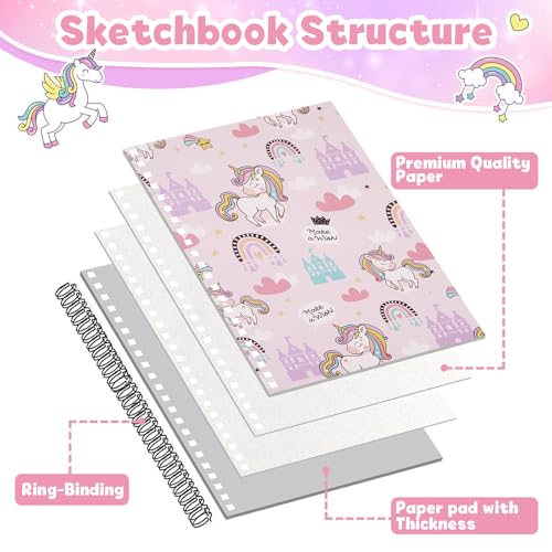 conda 8.5 x 11 Inch Sketchbook, Top Spiral Bound Sketch Pad, 100 Sheets (68 lb/100 GSM), Durable Acid-Free Sketch Paper, Drawing and Sketching Paper for Kids Adult Beginners - color: Pink, size: 8.5"x11" 1 Pack