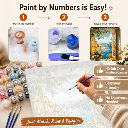 AUKELHJ Paint by Numbers Kit for Adults Beginner, Window View, 16X20 Inch - color: 04-Landscape