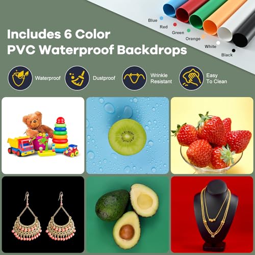 Lightdow 16"x12"x12" Photo Studio Light Box Photography with 120 LEDs (CRI>95), 6 Backdrops - Portable/Dimmable/Versatile Folding Shooting Tents for Toys/Jewelry/Watches/Cosmetics Photography - size: 16"x12"x12"