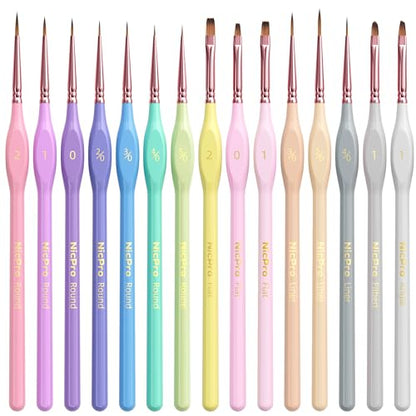 Nicpro 15PCS Paint By Numbers Brushes, Micro Fine Detail Paint Brush Set - size: 15 PCS