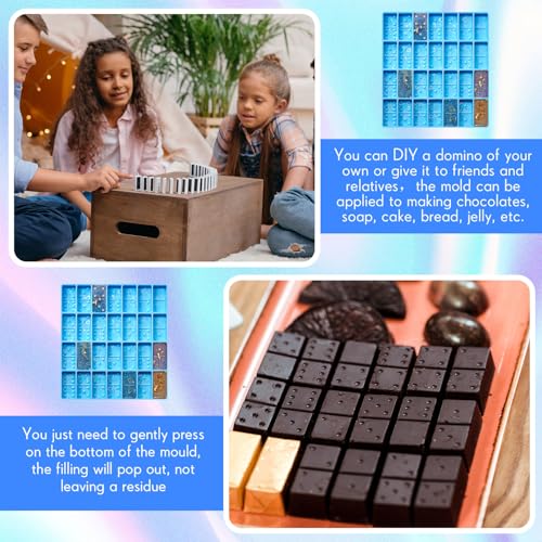 Patelai 28 Cavity Domino Resin Molds Silicone Holographic Blue - size: Holographic