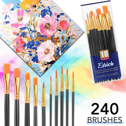 ESRICH 240PCS Paint Brushes, Paint Brush for Acrylic Painting - color: Black, size: 240