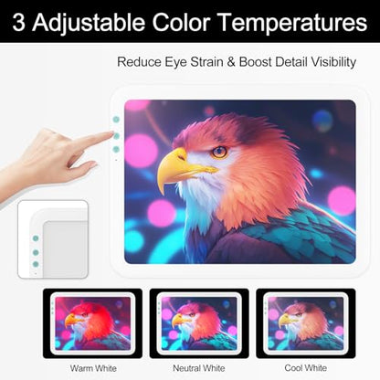 A3 LED Extra Bright Light Pad, Rechargeable Diamond Painting Light Board - color: A3D50-white