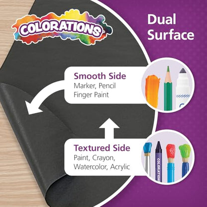 Colorations Dual Surface Paper Roll Classroom Supplies for Arts and Crafts Black (36" x 1000') (Item # DSBK) - color: Black