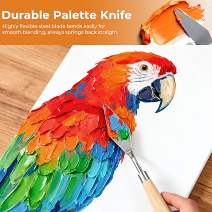 Nicpro 26pcs Professional Paint Brush Set with Palette Knife & Canvas Roll | Artist Paint Brushes for Acrylic Painting, Oil, Watercolor & Gouache, Adults Art Painting Tools Supplies - color: Burlywood