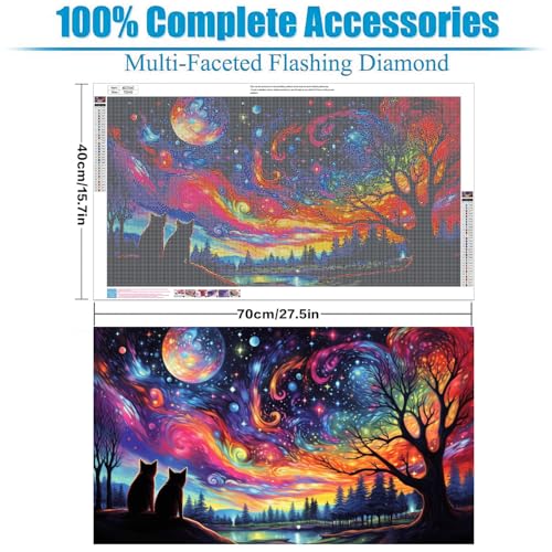 Extra Large Diamond Painting Kits for Adults, 5D Diamond Art Kits 28x16 In - color: Starry Night Large Diamond Painting