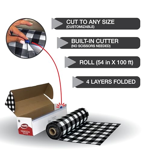 Neatiffy Disposable Plastic Table Cloth Roll | Waterproof Tablecloth | Table Cover for Picnic, Party, Banquet, Birthdays, Weddings (Black Checkered, 54 inches X 100 feet) - color: Blackcheck100, size: 54 inches X 100 feet
