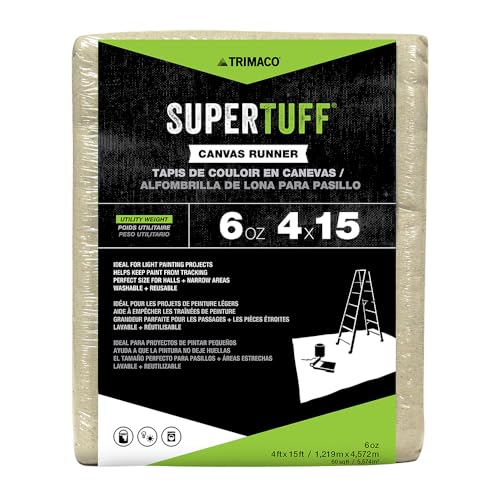Trimaco 56708 SuperTuff 6 oz thick Utility Weight Canvas Drop Cloth, 4-feet x 15-feet,Beige - size: 4-feet x 15-feet