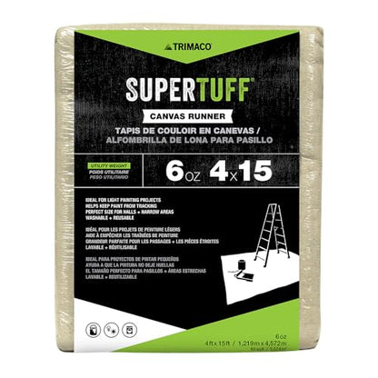 Trimaco 56708 SuperTuff 6 oz thick Utility Weight Canvas Drop Cloth, 4-feet x 15-feet,Beige - size: 4-feet x 15-feet