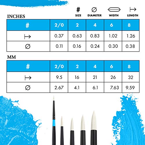 Princeton Aspen Round Brush, Synthetic, Long Handle, Size 2/0 inch, 1 Count - color: Black, size: Size 2/0