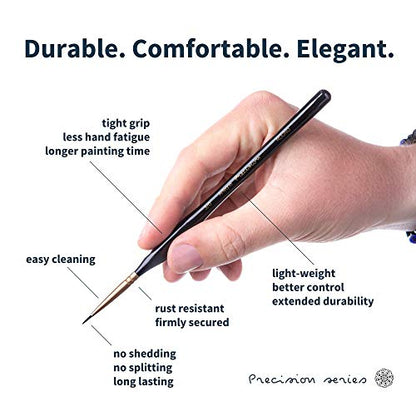 ARTEGRIA Detail Paint Brush Set, 8 Extra Fine Tip Miniature Brushes - color: Black - 8pcs