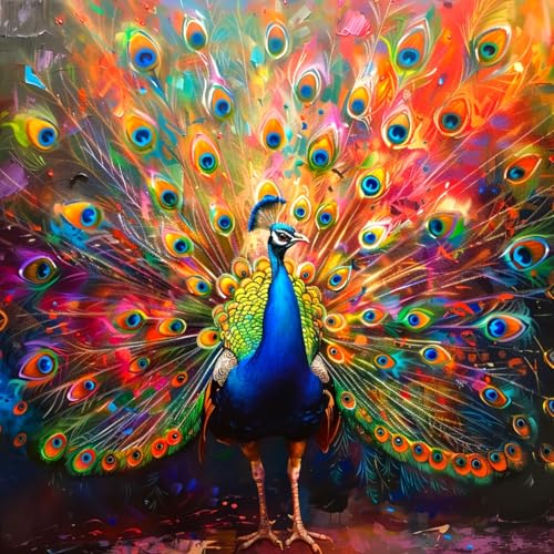 COHAYISY 5D DIY Animal Peacock Diamond Painting Kits for Adults,Peacock Spreading Its Tail Full Drill Embroidery Stitch Crystal Rhinestone Paintings Arts Wall Decor Painting Dots Kits 12x12 in - color: 26-74 Peacock