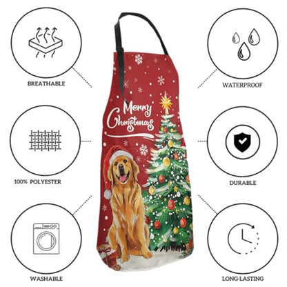 Imiss Waterproof Stain-Resistant Cooking Chef Aprons for Grill BBQ Baking 27 X 31 Inch - color: Merry Christmas