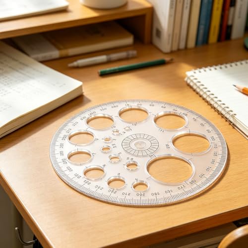 4 Pack Circle Drawing Template, Multi-Size Round Circle Stencil, Plastic Geometric Circle Ruler, Multifunctional Drawing Aid Tool for Student, Design, School, and Office Use(White) - color: white