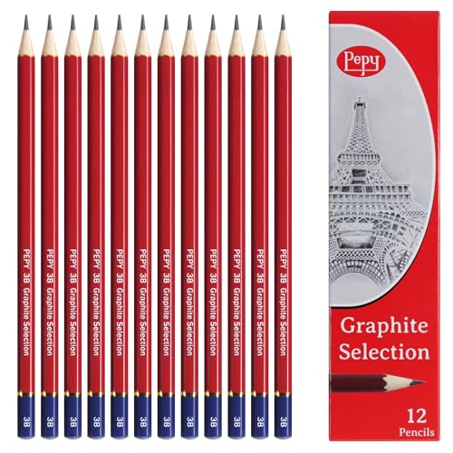 Pepy Graphite Professional Drawing Pencils - Set of 12 3B Pre-Sharpened Black Lead Pencils; Perfect for Drawing, Sketching and Shading, Graphic and Fine Art - style: Set of 12 - 3B