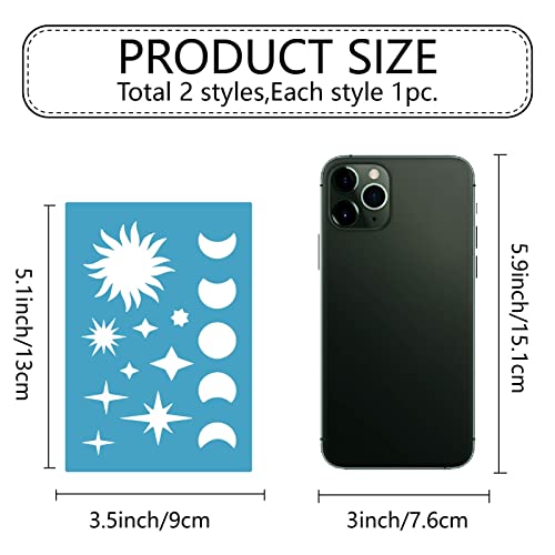 GORGECRAFT Moon Phase Star Jewelry Shape Template Sun Reusable Leather Earrings Making Planet Acrylic Cutouts Cutting Stencil for Drawing Jewelry DIY Crafts Scrapbook 5.1x3.5 Inch - style: Sun Stencils