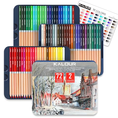 KALOUR 72 Professional Colored Pencil for Coloring,Oil-Based,Soft Core–Ideal for Artists and Beginners