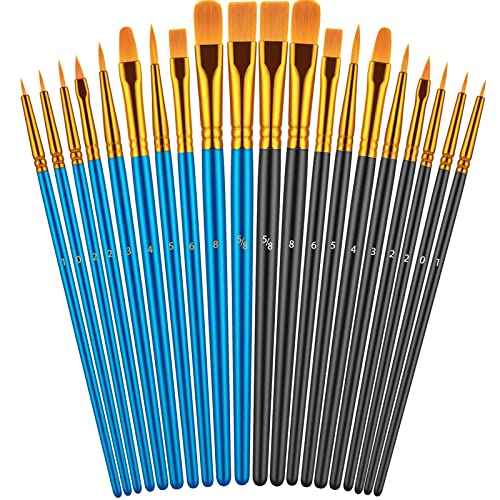 Artstorys Paint Brushes Set, 20 Pcs Acrylic Oil Watercolor Painting Brushes | Artist Paintbrush (Nylon Hair Wood Handles) for Adult Drawing, Great for Face, Rock & Canvas, Arts Craft Supplies, Blue+Black - color: Black,blue