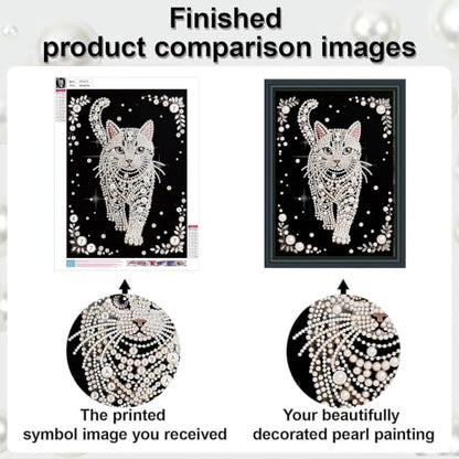 2 Pack Cat Diamond Art Pearl Painting Kits for Adults (12×16 inch) - color: WYZ012+WYZ180