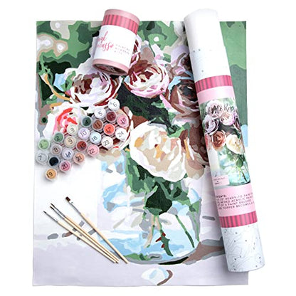 Pink Picasso Paint by Number Kit, for Adults & Teens,16x20, Mail Me Roses | Botanical Floral Collection, Acrylic Paints and Brushes included, Pre-printed high quality canvas, DIY art kit, Gift-ready - color: Mail Me Roses