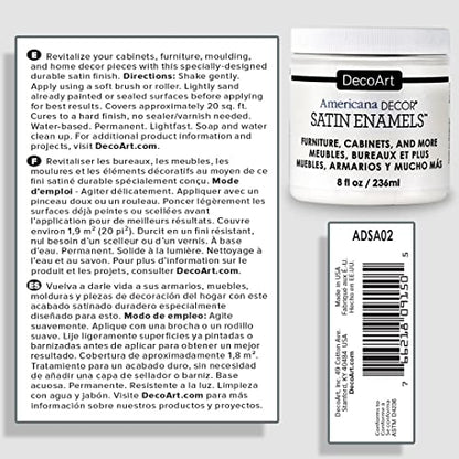 DecoArt Satin Enamels Acrylic Paint, 8 fl. oz. Jar, Pure White (Pack of 1) - color: Pure White