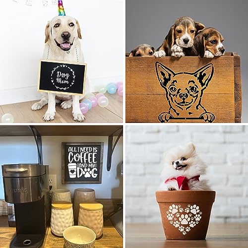 16 Pieces Dog Stencils Dog Paw Stencil for Painting on Wood Reusable Painting Templates for DIY Crafts Scrapbook Sign Shirt Canvas (16 Dog) - style: 16 Dog