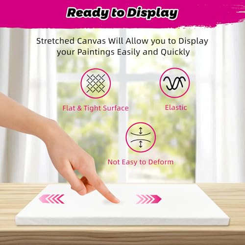 Stretched Canvas for Painting, 12Pack 12X16 Primed Canvas for Painting, 5/8" Profile Cotton Professional Artist Quality Blank Canvas, Ready to Paint, Art Supplies for Acrylic, Oil - size: 12PK 12x16