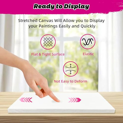 Stretched Canvas for Painting, 12Pack 12X16 Primed Canvas for Painting, 5/8" Profile Cotton Professional Artist Quality Blank Canvas, Ready to Paint, Art Supplies for Acrylic, Oil - size: 12PK 12x16